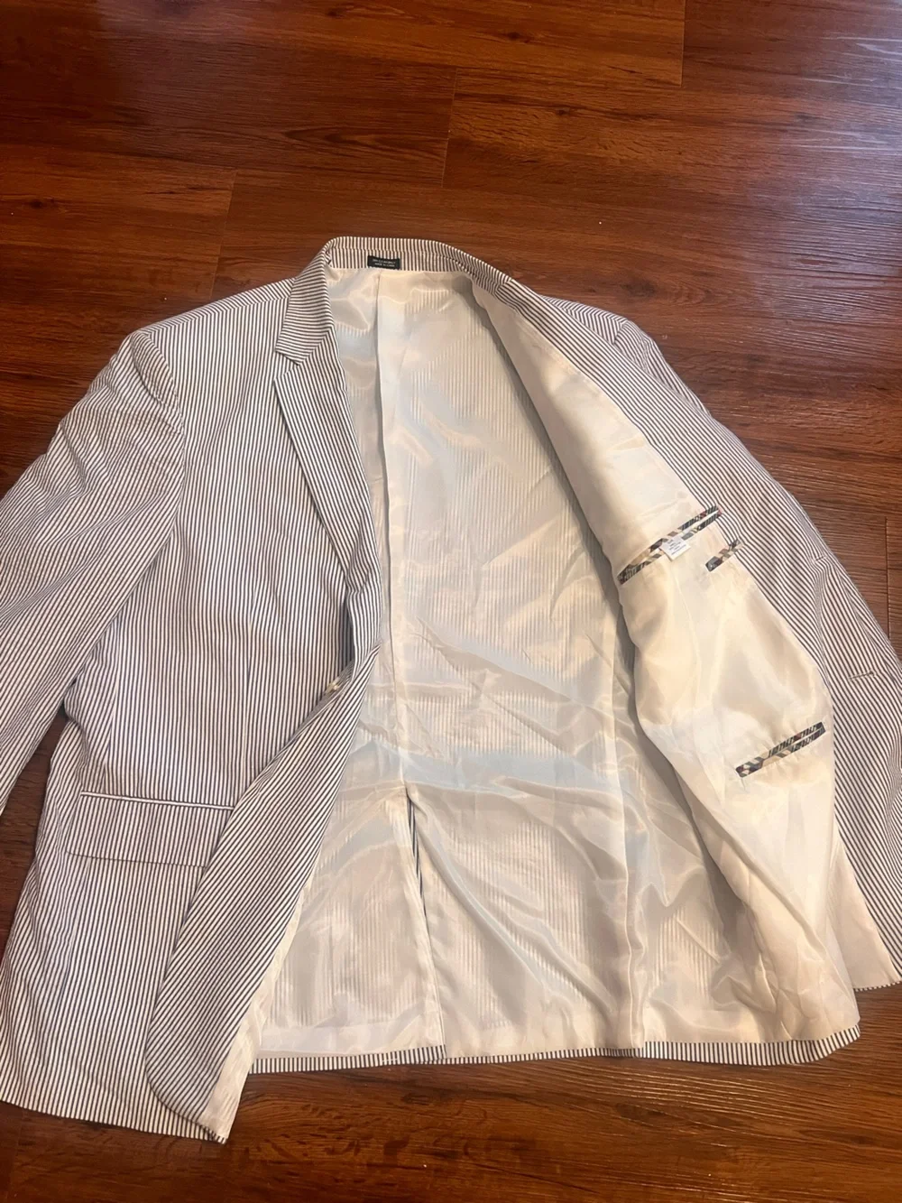 Saddlebred Blue & White Seersucker jacket size 50 R